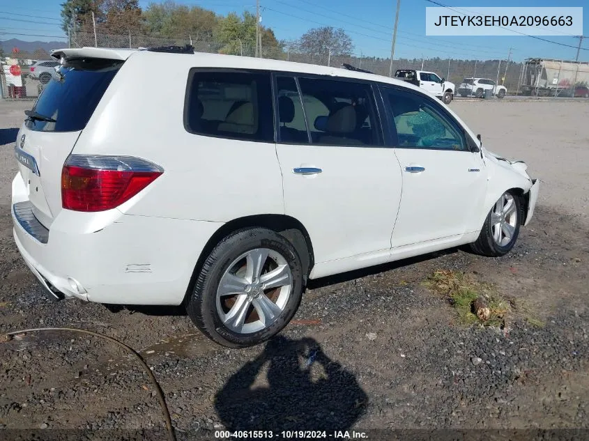 2010 Toyota Highlander Limited V6 VIN: JTEYK3EH0A2096663 Lot: 40615513