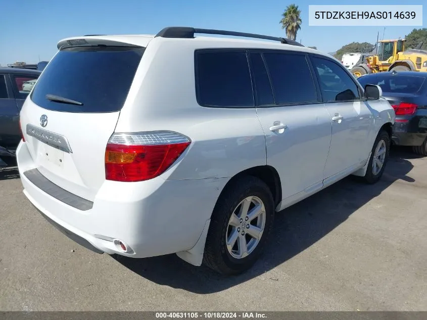 2010 Toyota Highlander Base V6 VIN: 5TDZK3EH9AS014639 Lot: 40631105