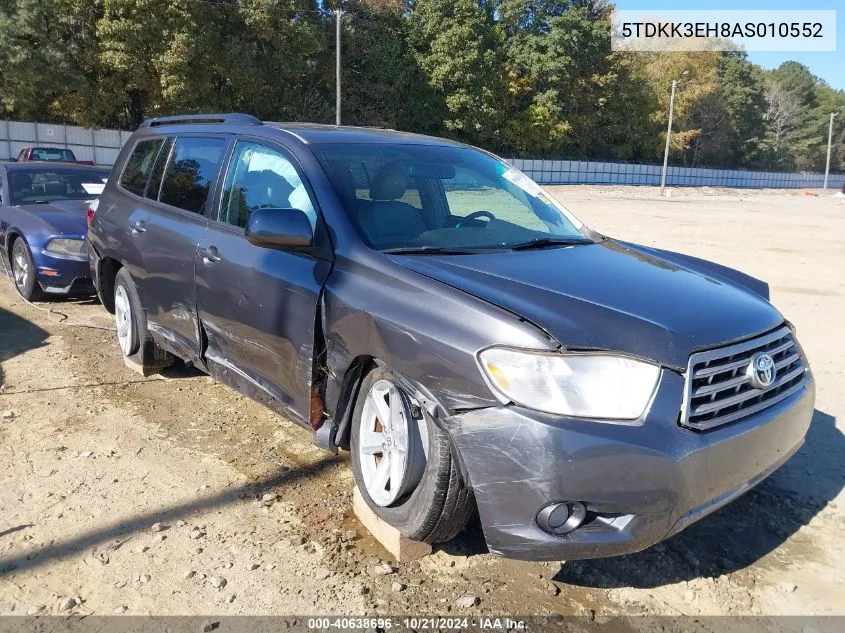 2010 Toyota Highlander Se V6 VIN: 5TDKK3EH8AS010552 Lot: 40638696