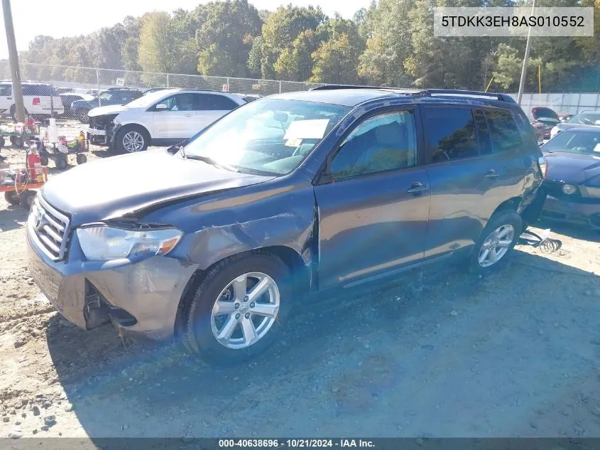 2010 Toyota Highlander Se V6 VIN: 5TDKK3EH8AS010552 Lot: 40638696