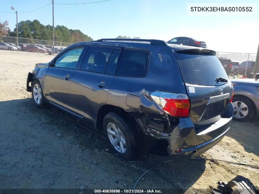 2010 Toyota Highlander Se V6 VIN: 5TDKK3EH8AS010552 Lot: 40638696