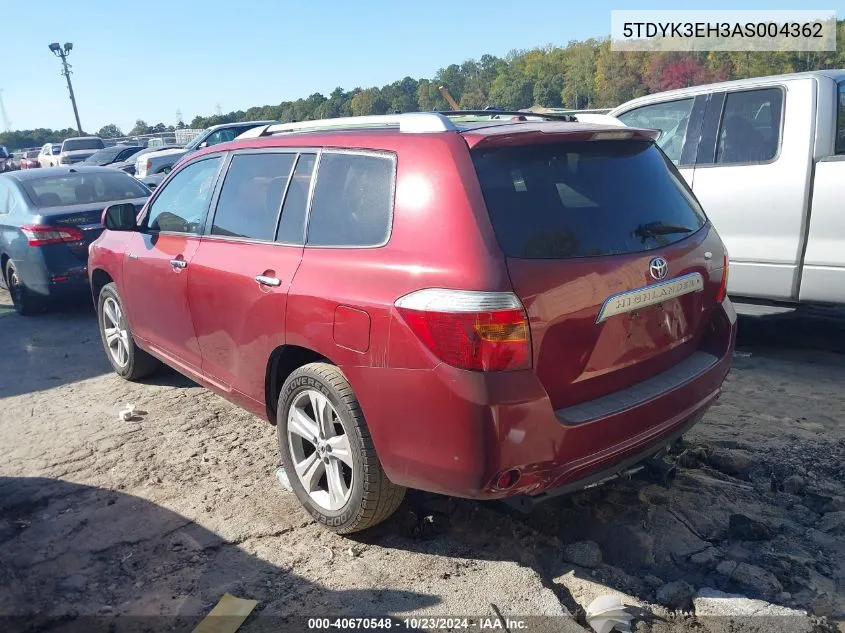 2010 Toyota Highlander Limited V6 VIN: 5TDYK3EH3AS004362 Lot: 40670548