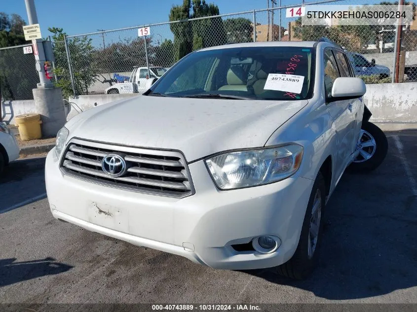 2010 Toyota Highlander Se V6 VIN: 5TDKK3EH0AS006284 Lot: 40743889