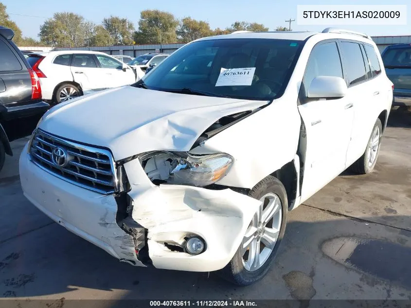 2010 Toyota Highlander Limited V6 VIN: 5TDYK3EH1AS020009 Lot: 40763611