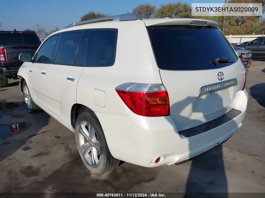 2010 Toyota Highlander Limited V6 VIN: 5TDYK3EH1AS020009 Lot: 40763611