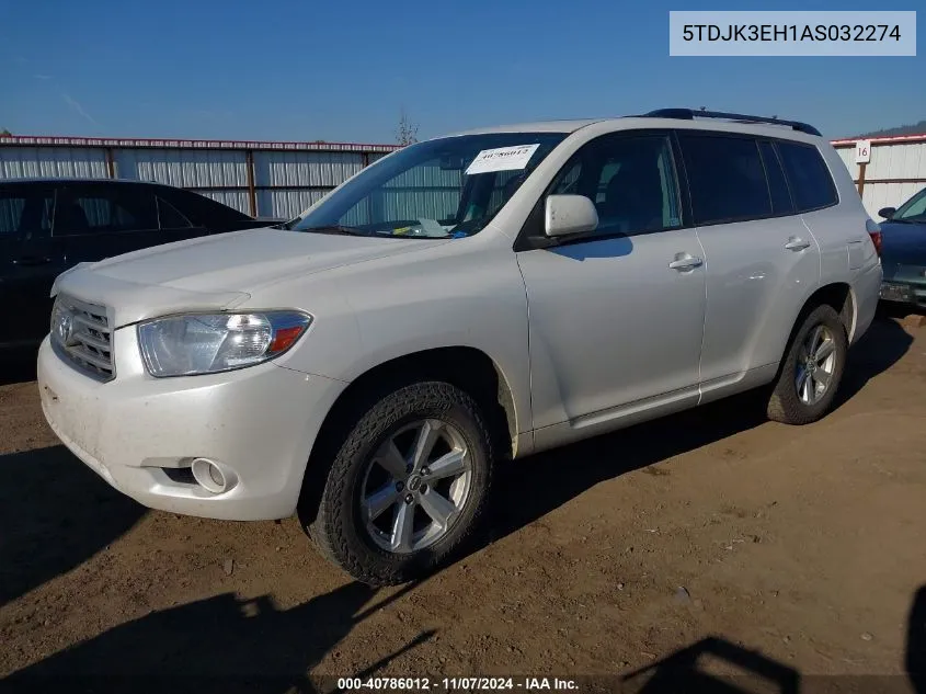 2010 Toyota Highlander Se V6 VIN: 5TDJK3EH1AS032274 Lot: 40786012