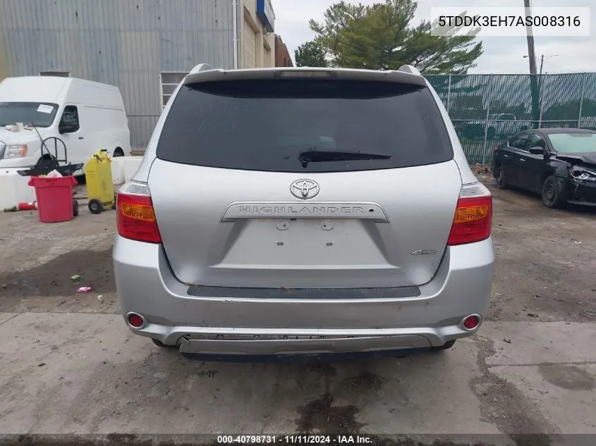 5TDDK3EH7AS008316 2010 Toyota Highlander Limited V6