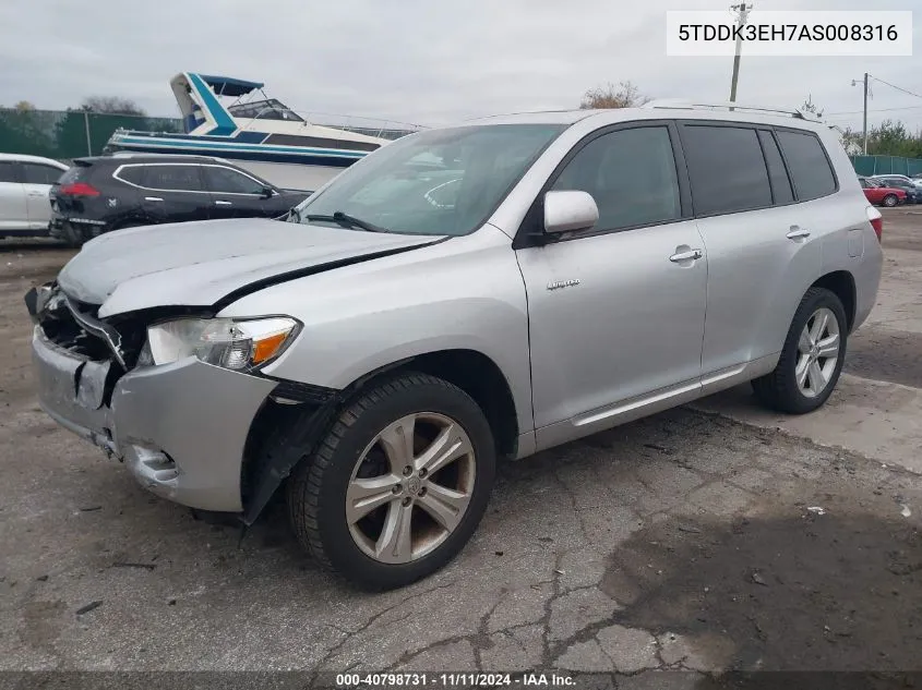 5TDDK3EH7AS008316 2010 Toyota Highlander Limited V6