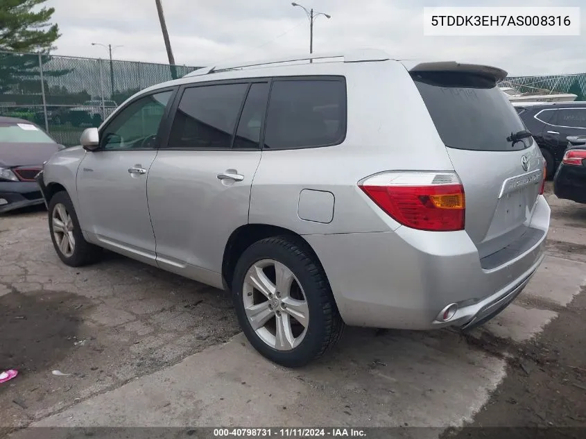 5TDDK3EH7AS008316 2010 Toyota Highlander Limited V6