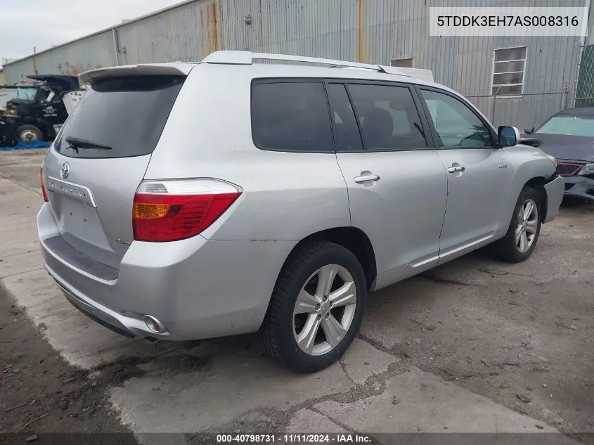 5TDDK3EH7AS008316 2010 Toyota Highlander Limited V6