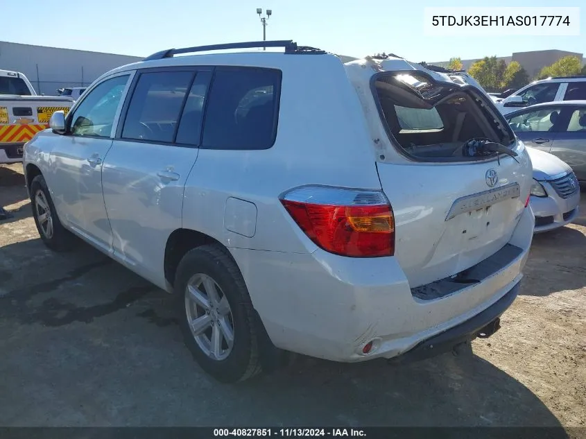 2010 Toyota Highlander Se V6 VIN: 5TDJK3EH1AS017774 Lot: 40827851