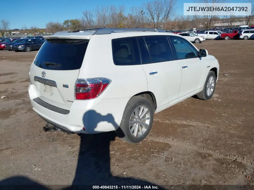 2010 Toyota Highlander Hybrid Limited V6 VIN: JTEJW3EH6A2047392 Lot: 40843215