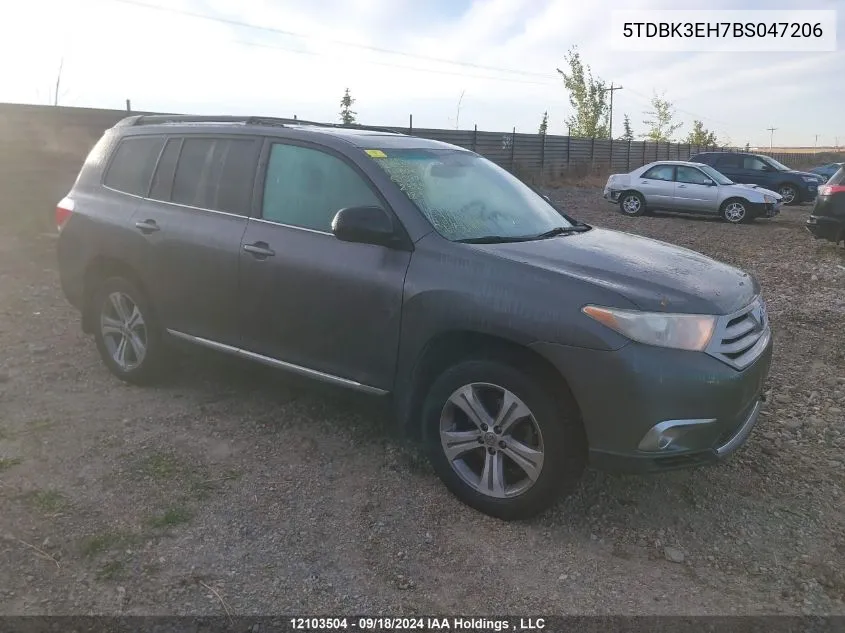 2011 Toyota Highlander V6 VIN: 5TDBK3EH7BS047206 Lot: 12103504