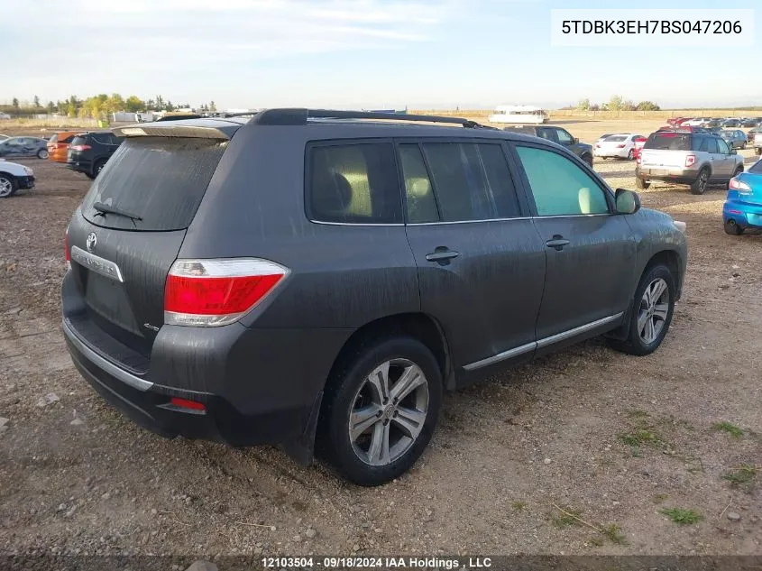 2011 Toyota Highlander V6 VIN: 5TDBK3EH7BS047206 Lot: 12103504