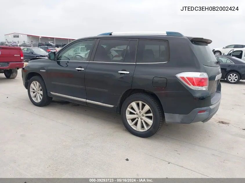 2011 Toyota Highlander Hybrid Limited V6 VIN: JTEDC3EH0B2002424 Lot: 39293723