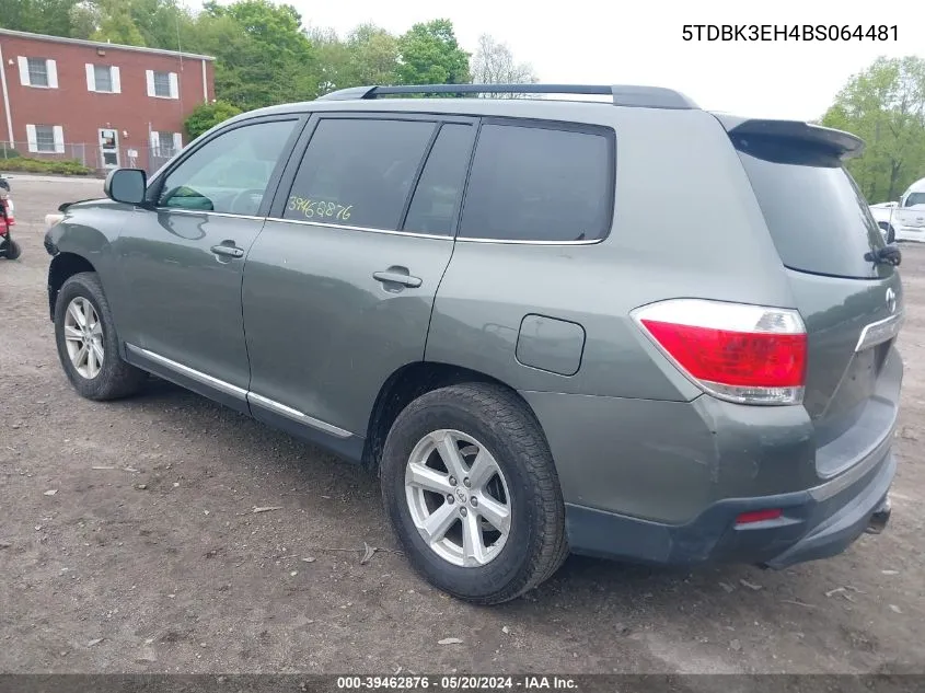 2011 Toyota Highlander Se V6 VIN: 5TDBK3EH4BS064481 Lot: 39462876