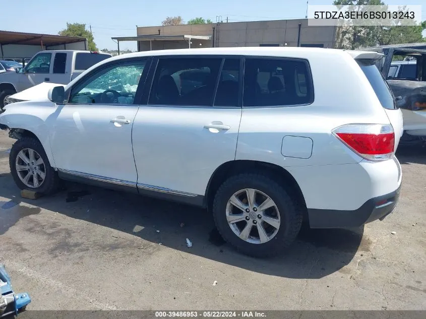 2011 Toyota Highlander VIN: 5TDZA3EH6BS013243 Lot: 39486953