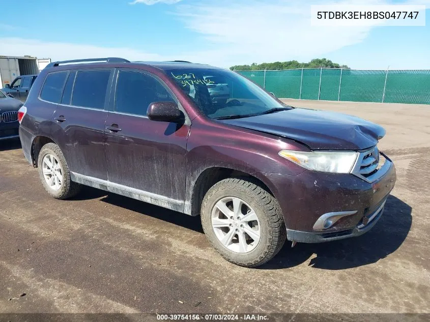 5TDBK3EH8BS047747 2011 Toyota Highlander Se V6