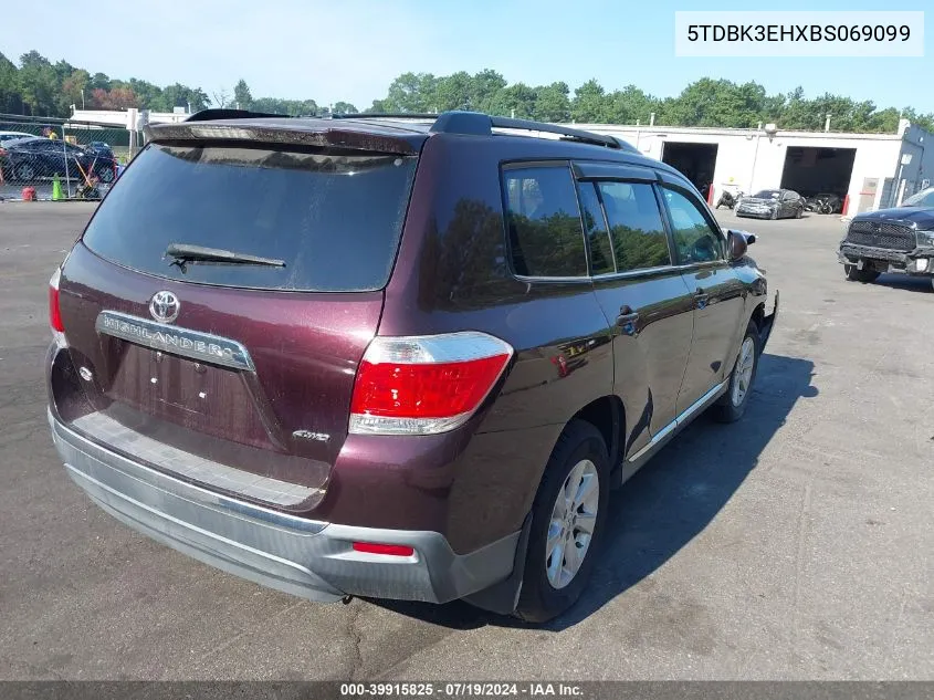 2011 Toyota Highlander Se V6 VIN: 5TDBK3EHXBS069099 Lot: 39915825