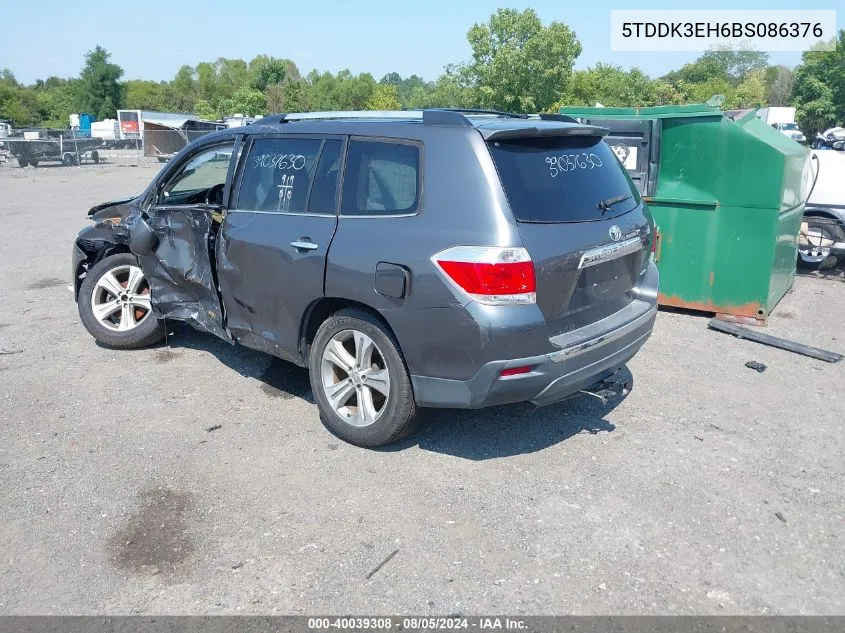 2011 Toyota Highlander Limited VIN: 5TDDK3EH6BS086376 Lot: 40039308