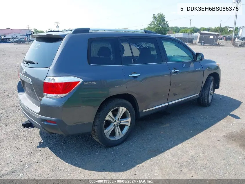 2011 Toyota Highlander Limited VIN: 5TDDK3EH6BS086376 Lot: 40039308