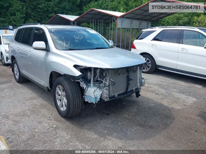 2011 Toyota Highlander Se V6 VIN: 5TDBK3EH5BS064781 Lot: 40045388