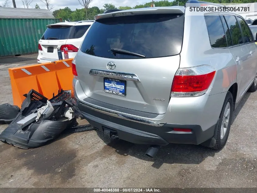 2011 Toyota Highlander Se V6 VIN: 5TDBK3EH5BS064781 Lot: 40045388