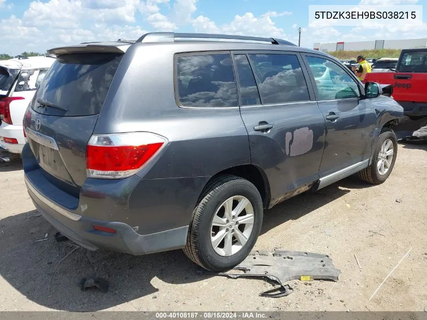 2011 Toyota Highlander Base V6 VIN: 5TDZK3EH9BS038215 Lot: 40108187