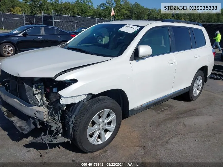 2011 Toyota Highlander Base V6 VIN: 5TDZK3EHXBS035338 Lot: 40178642