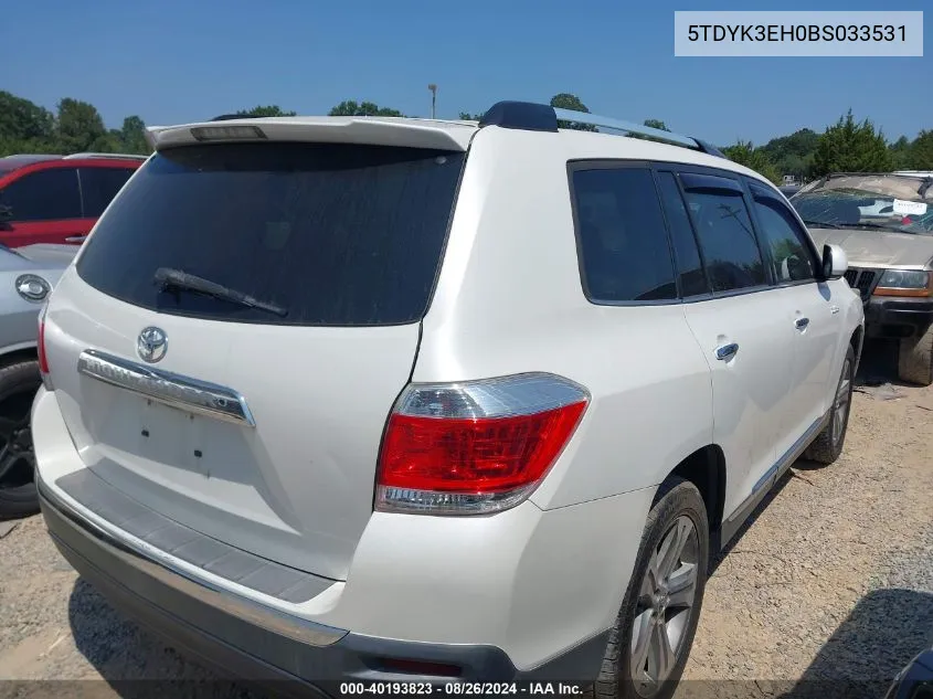 2011 Toyota Highlander Limited V6 VIN: 5TDYK3EH0BS033531 Lot: 40193823