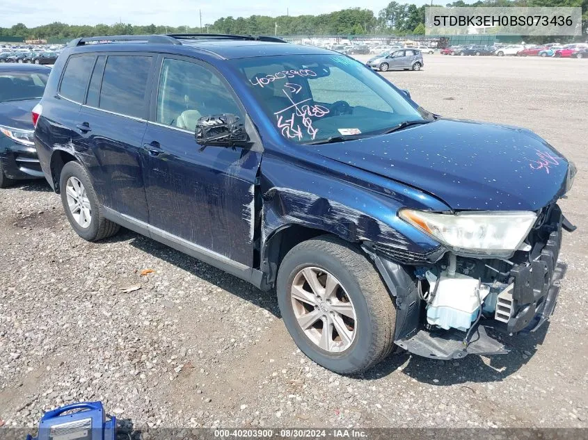 2011 Toyota Highlander Se V6 VIN: 5TDBK3EH0BS073436 Lot: 40203900