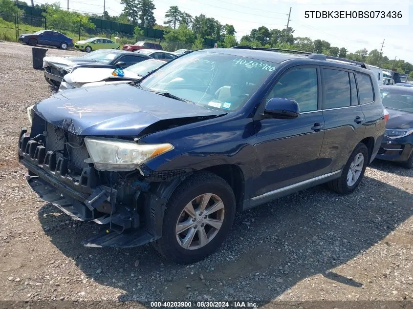 2011 Toyota Highlander Se V6 VIN: 5TDBK3EH0BS073436 Lot: 40203900