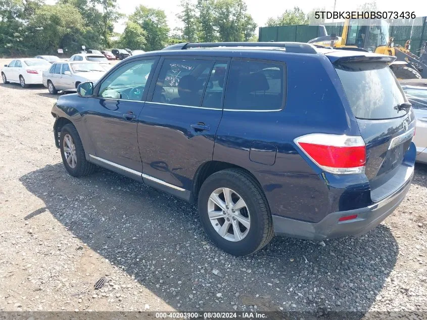 2011 Toyota Highlander Se V6 VIN: 5TDBK3EH0BS073436 Lot: 40203900