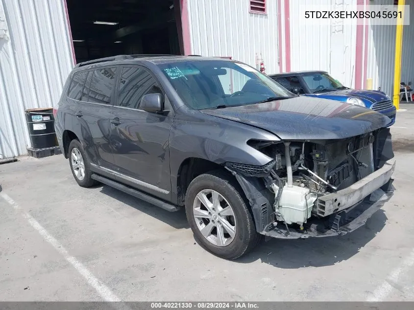 2011 Toyota Highlander Base V6 VIN: 5TDZK3EHXBS045691 Lot: 40221330