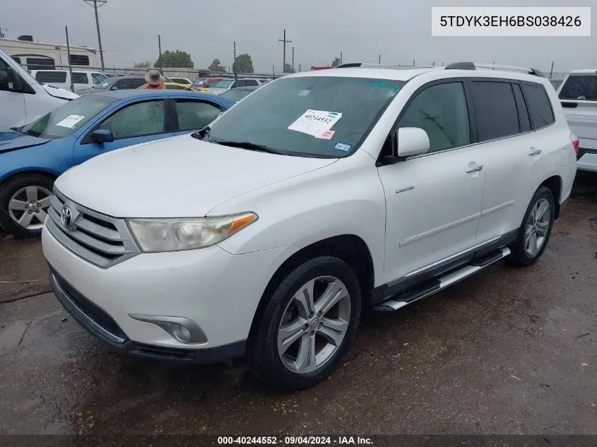 2011 Toyota Highlander Limited V6 VIN: 5TDYK3EH6BS038426 Lot: 40244552