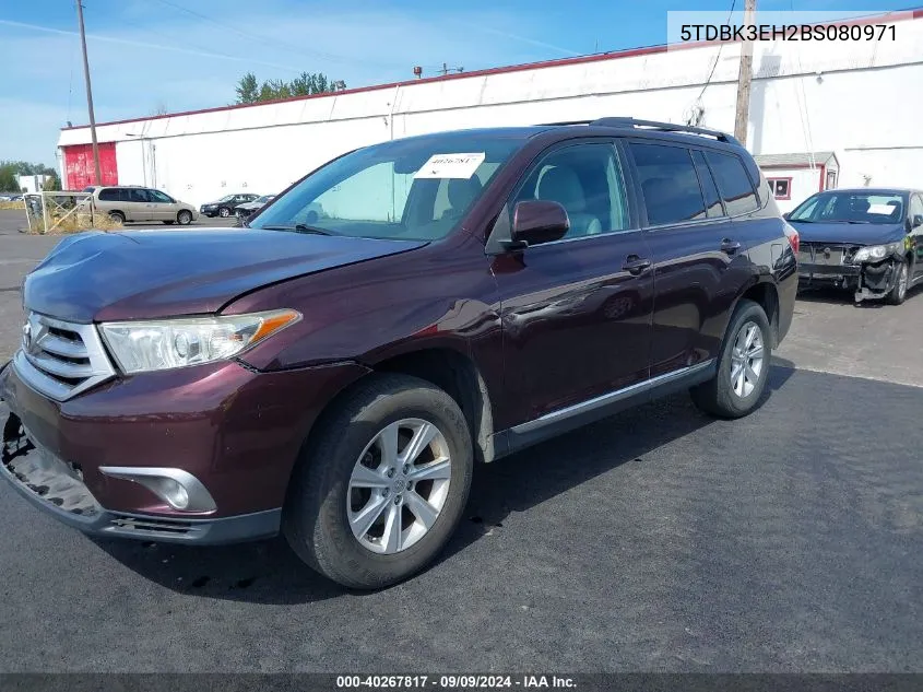 2011 Toyota Highlander Se V6 VIN: 5TDBK3EH2BS080971 Lot: 40267817