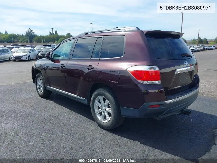 2011 Toyota Highlander Se V6 VIN: 5TDBK3EH2BS080971 Lot: 40267817