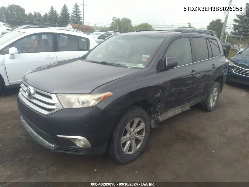 5TDZK3EH3BS026058 2011 Toyota Highlander Se