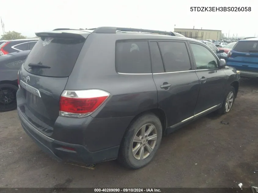 2011 Toyota Highlander Se VIN: 5TDZK3EH3BS026058 Lot: 40289090