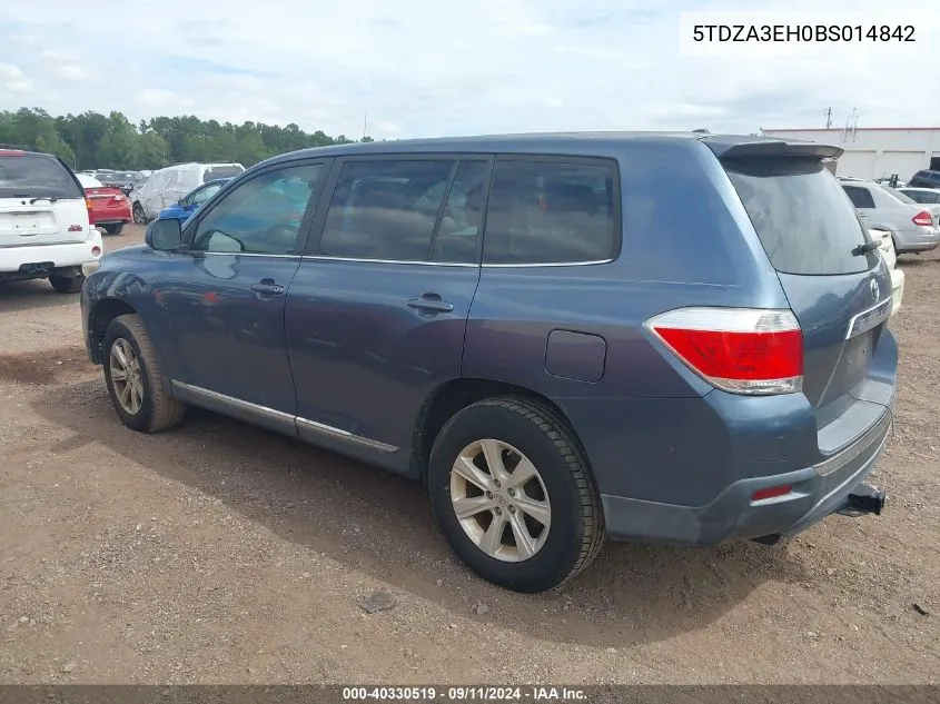 2011 Toyota Highlander VIN: 5TDZA3EH0BS014842 Lot: 40330519