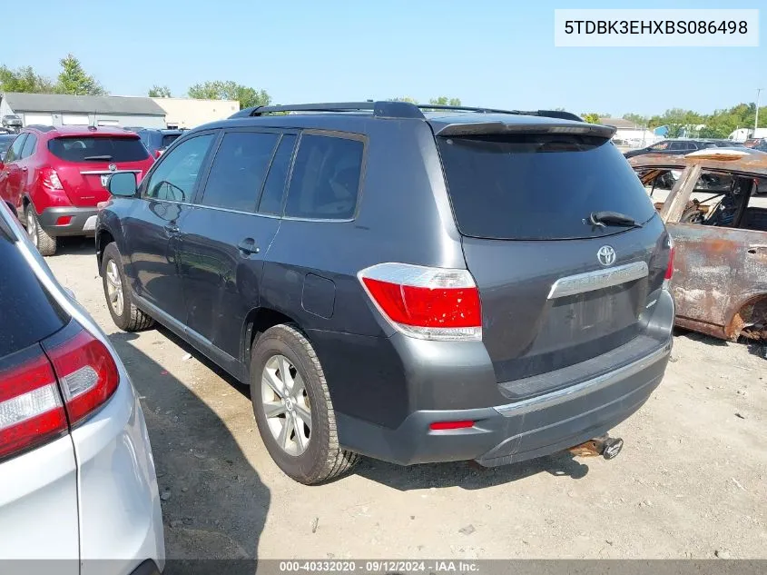 2011 Toyota Highlander Se V6 VIN: 5TDBK3EHXBS086498 Lot: 40332020