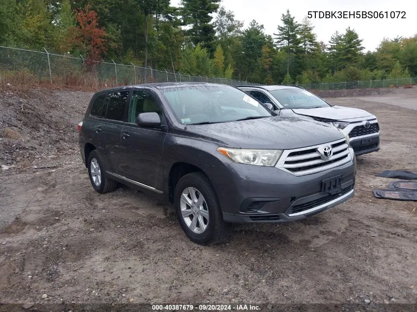 2011 Toyota Highlander Base V6 VIN: 5TDBK3EH5BS061072 Lot: 40387679