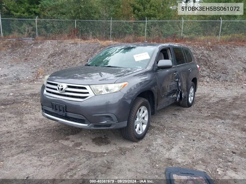 2011 Toyota Highlander Base V6 VIN: 5TDBK3EH5BS061072 Lot: 40387679