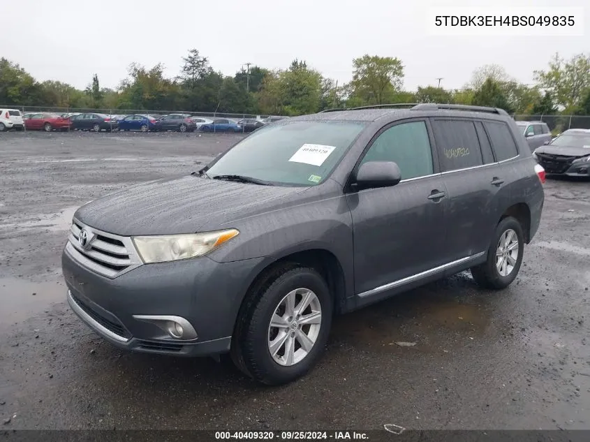 2011 Toyota Highlander Se V6 VIN: 5TDBK3EH4BS049835 Lot: 40409320