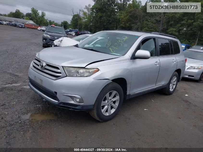 2011 Toyota Highlander Base V6 VIN: 5TDZK3EH8BS031773 Lot: 40444327