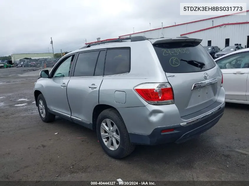 2011 Toyota Highlander Base V6 VIN: 5TDZK3EH8BS031773 Lot: 40444327