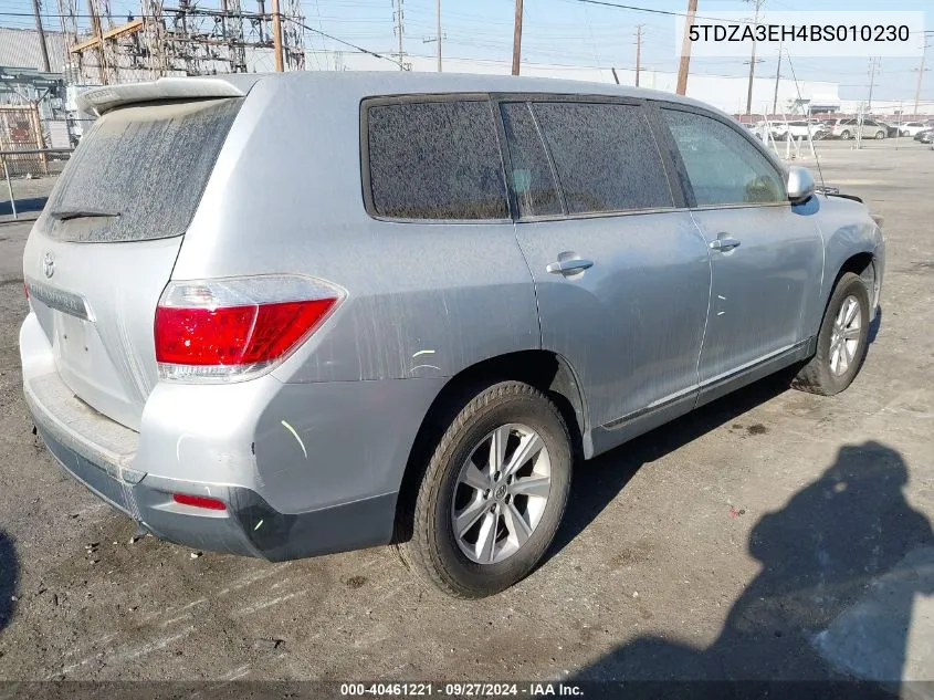 2011 Toyota Highlander VIN: 5TDZA3EH4BS010230 Lot: 40461221