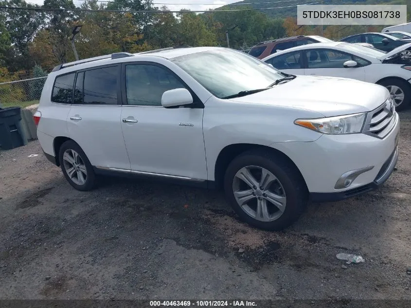 2011 Toyota Highlander Limited VIN: 5TDDK3EH0BS081738 Lot: 40463469