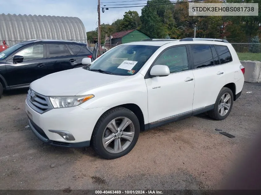 2011 Toyota Highlander Limited VIN: 5TDDK3EH0BS081738 Lot: 40463469