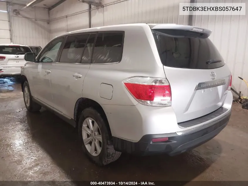 2011 Toyota Highlander Base V6 VIN: 5TDBK3EHXBS057647 Lot: 40473934